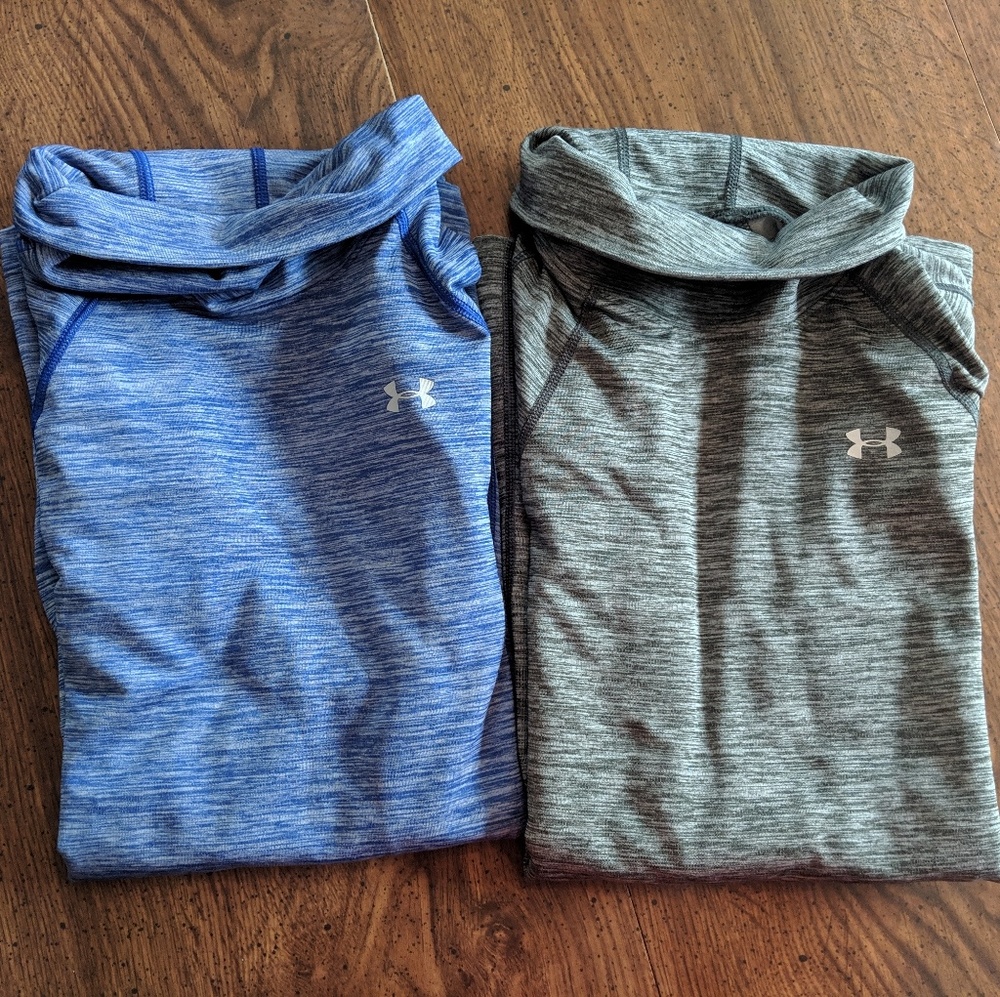 2 UA Set Long Sleeve Turtle Neck Compression Shirt